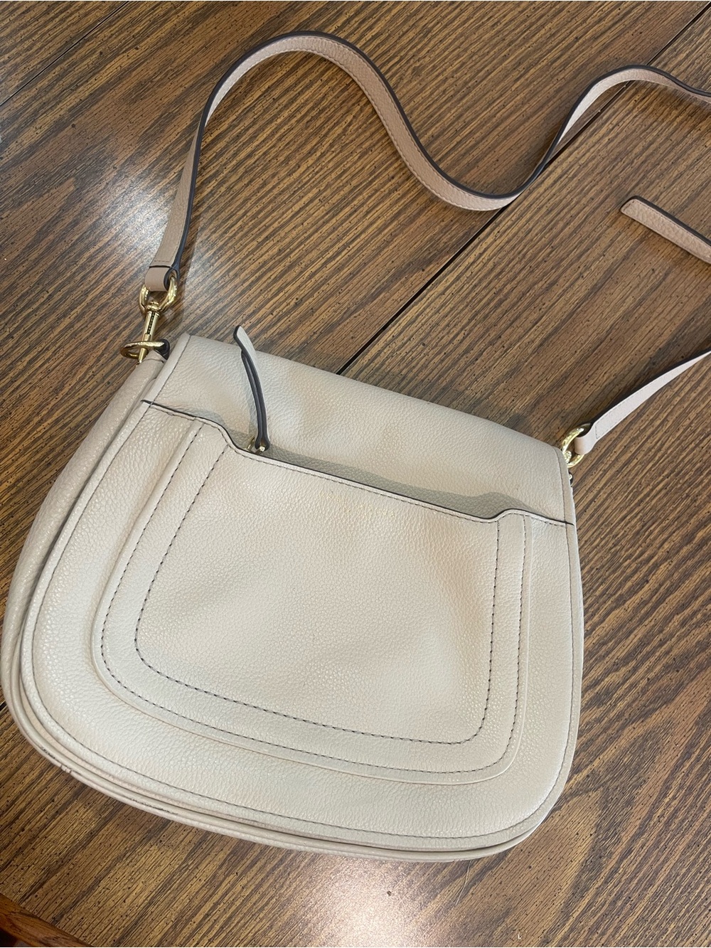 Marc Jacobs Cream blush Leather Crossbody Saddle Bag with Gold Hardware
